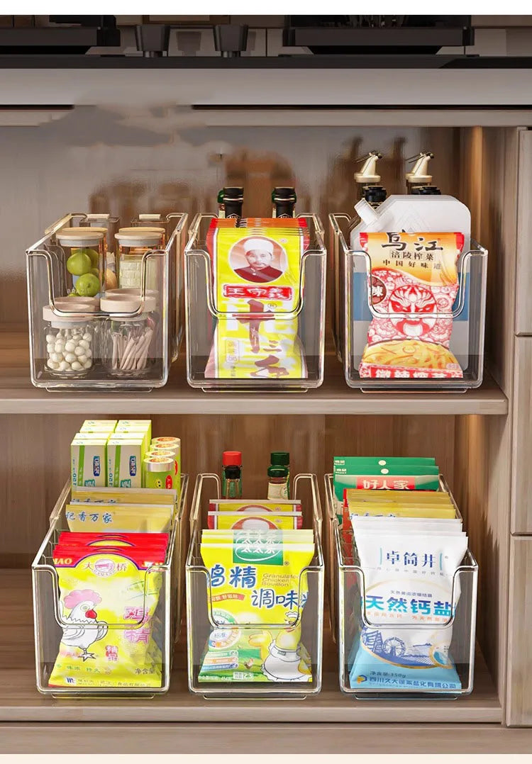 Plastic Expandable Spice Organizer Storage Bins with Dividers Clear Snack Storage Display Containers Tea Packet Storage Box