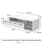 Desktop Multi-Layer Organizer Rack Three Drawers Desk Heightening Stand Office Monitor Notebook Storage Shelf Rectangular Den...