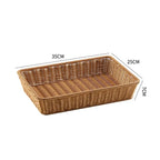 Rectangular Rattan Serving Tray Wicker Woven Basket Bathroom Tray Woven Bread Baskets With Handles Storage Basket For Parties