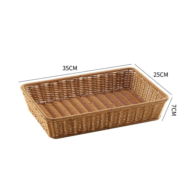 Rectangular Rattan Serving Tray Wicker Woven Basket Bathroom Tray Woven Bread Baskets With Handles Storage Basket For Parties