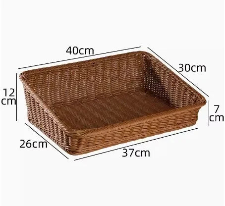 Rectangular Rattan Serving Tray Wicker Woven Basket Bathroom Tray Woven Bread Baskets With Handles Storage Basket For Parties