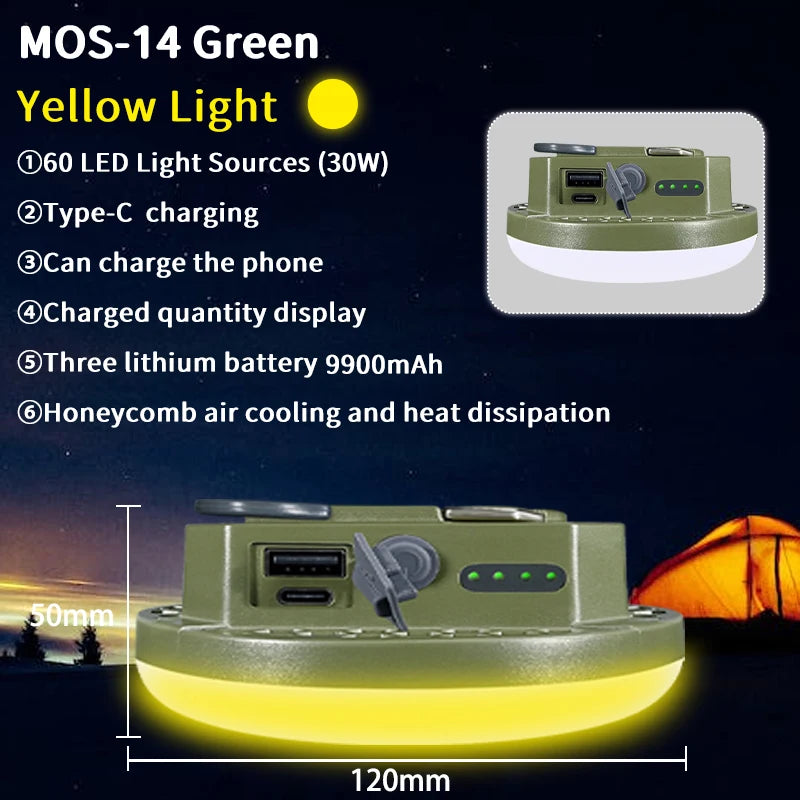 Rechargeable Camping Lantern, 9900mAh Magnetic LED