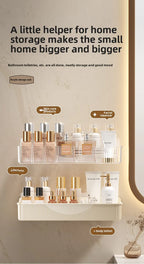 Wall mounted cosmetic and skincare storage rack for bathroom no need for drilling Multi functional kitchebathroom storage rackra