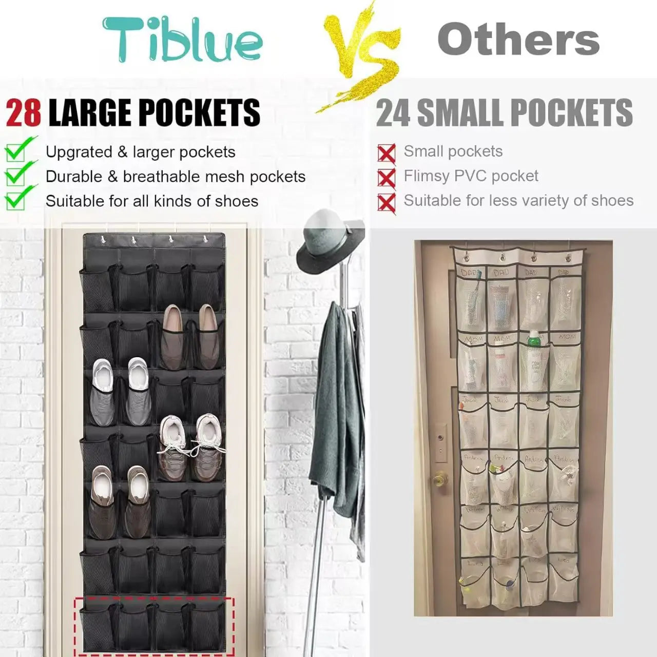 Over The Door Shoe Rack With12/14/24/28/35/40 Large Mesh Pockets Hanging Shoe Organizer For Closet Hanging Shoe Rack Holder