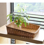 Rectangular Rattan Serving Tray Wicker Woven Basket Bathroom Tray Woven Bread Baskets With Handles Storage Basket For Parties
