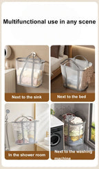 Portable Foldable Mesh Dirty Clothes Basket, Dormitory Household Laundry Storage for Socks Underwear