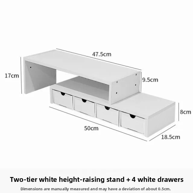 Desktop Multi-Layer Organizer Rack Three Drawers Desk Heightening Stand Office Monitor Notebook Storage Shelf Rectangular Den...