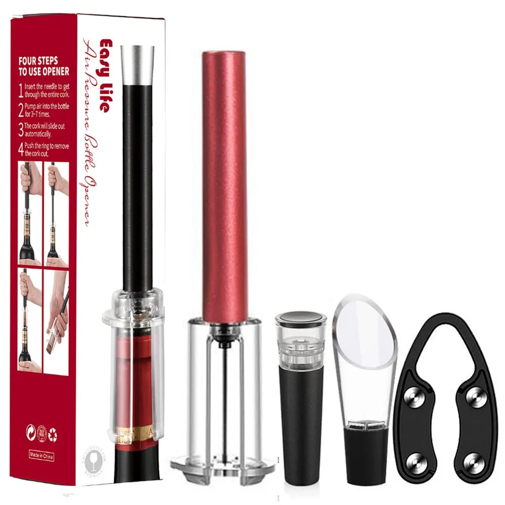 Bar Accessories Wine Bottle Opener Set Aluminum Alloy ABS Air Pump Cork Remover Kitchen Gadgets Vacuum Wine Bottle Corkscrew
