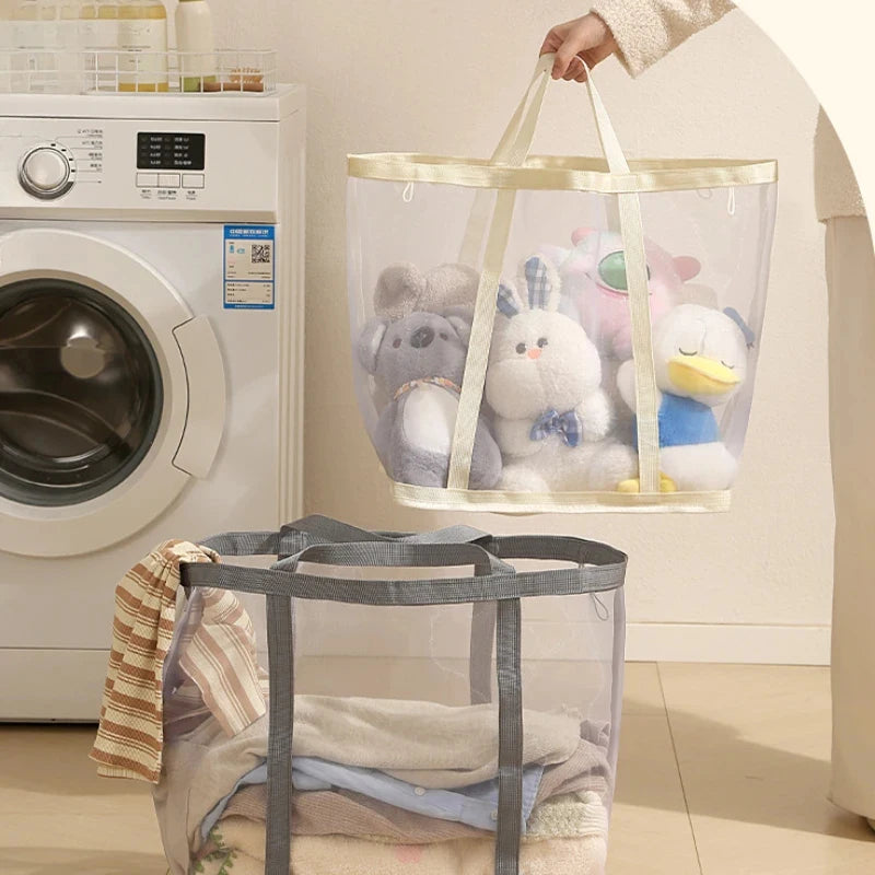Portable Foldable Mesh Dirty Clothes Basket, Dormitory Household Laundry Storage for Socks Underwear