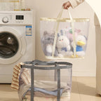 Portable Foldable Mesh Dirty Clothes Basket, Dormitory Household Laundry Storage for Socks Underwear