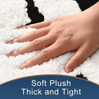 "BATH" Design Non-Slip Bath Mat, Ultra Absorbent Polyester Bathroom Rug, Black and White Textured Entryway Carpet for Bathroom