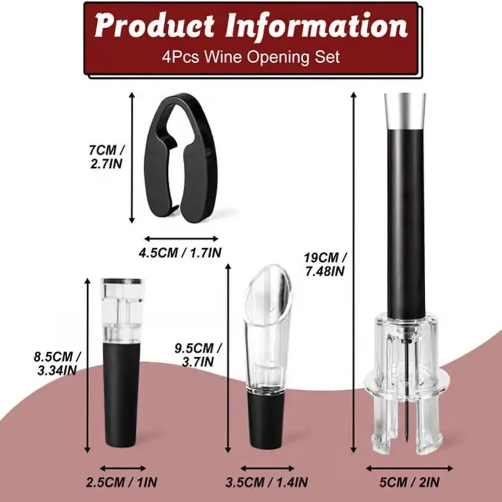 Bar Accessories Wine Bottle Opener Set Aluminum Alloy ABS Air Pump Cork Remover Kitchen Gadgets Vacuum Wine Bottle Corkscrew