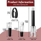 Bar Accessories Wine Bottle Opener Set Aluminum Alloy ABS Air Pump Cork Remover Kitchen Gadgets Vacuum Wine Bottle Corkscrew