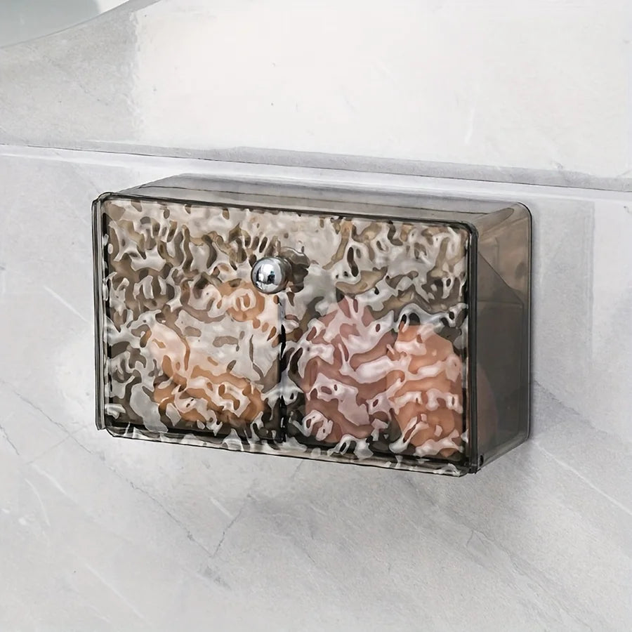 Clear Wall Mounted Bathroom Storage Box, Makeup Organizer, Clear Acrylic Organizers Storage, Cotton Swabs, Cotton Balls, Hair