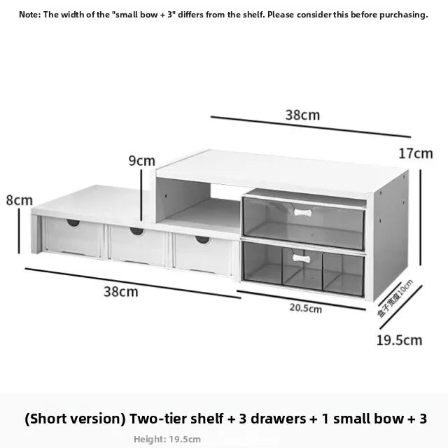 Desktop Multi-Layer Organizer Rack Three Drawers Desk Heightening Stand Office Monitor Notebook Storage Shelf Rectangular Den...