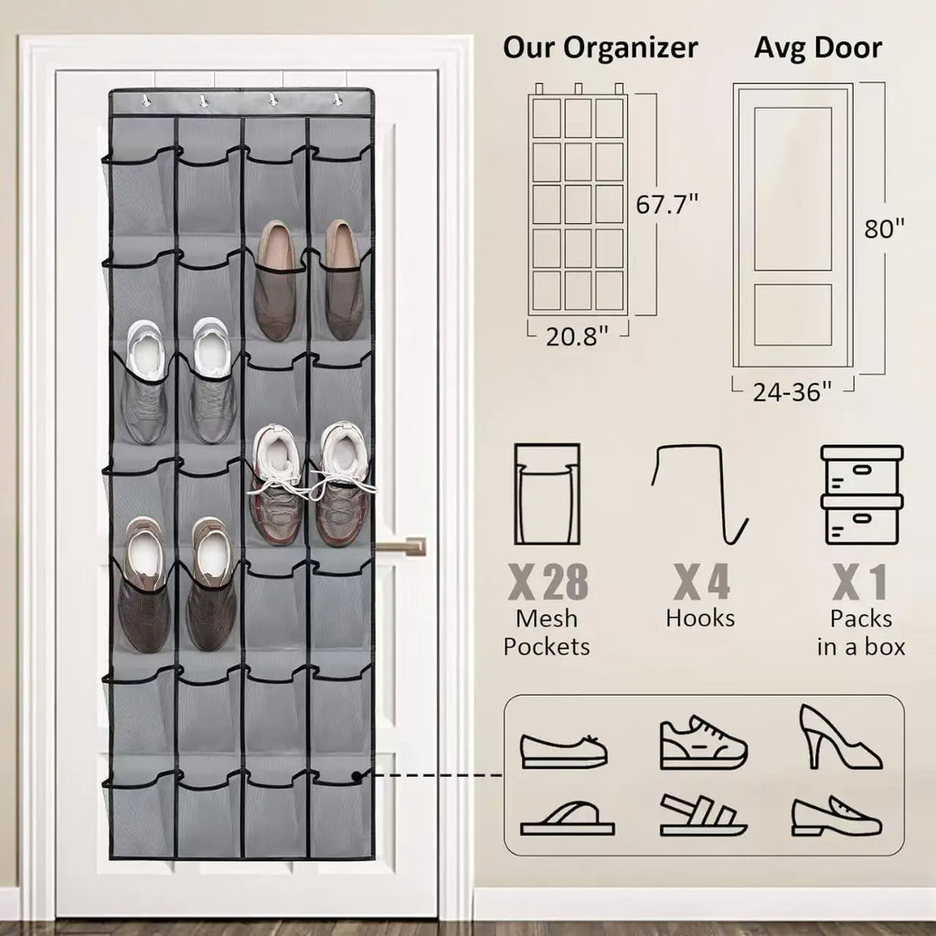 Over The Door Shoe Rack With12/14/24/28/35/40 Large Mesh Pockets Hanging Shoe Organizer For Closet Hanging Shoe Rack Holder