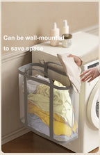 Portable Foldable Mesh Dirty Clothes Basket, Dormitory Household Laundry Storage for Socks Underwear