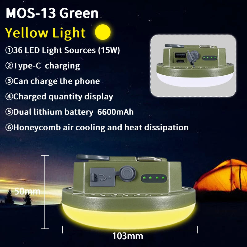 Rechargeable Camping Lantern, 9900mAh Magnetic LED