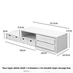 Desktop Multi-Layer Organizer Rack Three Drawers Desk Heightening Stand Office Monitor Notebook Storage Shelf Rectangular Den...
