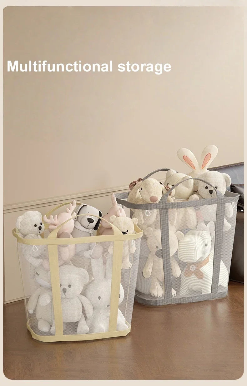 Portable Foldable Mesh Dirty Clothes Basket, Dormitory Household Laundry Storage for Socks Underwear