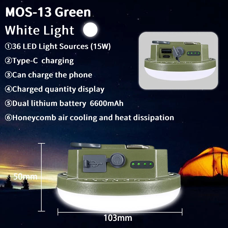 Rechargeable Camping Lantern, 9900mAh Magnetic LED