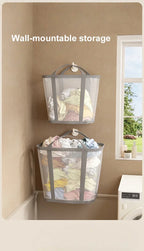 Portable Foldable Mesh Dirty Clothes Basket, Dormitory Household Laundry Storage for Socks Underwear