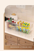 Plastic Expandable Spice Organizer Storage Bins with Dividers Clear Snack Storage Display Containers Tea Packet Storage Box