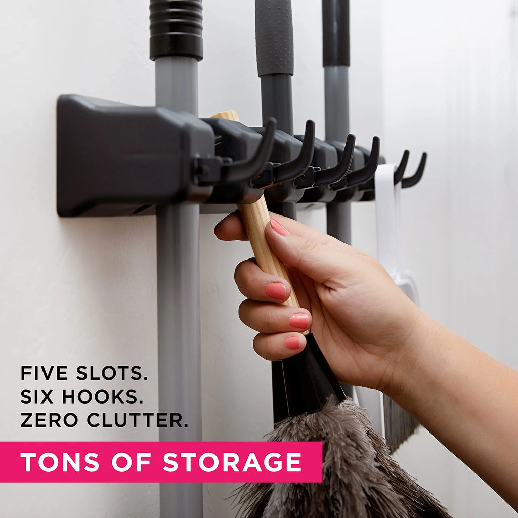 Wall-Mounted Mop & Broom Holder, 3 to 5 Slots