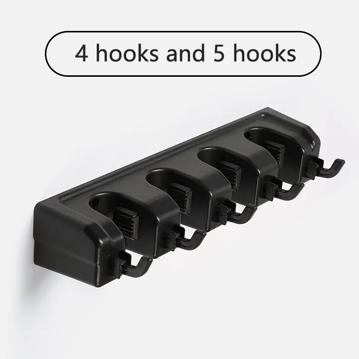 Wall-Mounted Mop & Broom Holder, 3 to 5 Slots