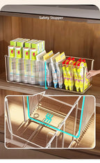 Plastic Expandable Spice Organizer Storage Bins with Dividers Clear Snack Storage Display Containers Tea Packet Storage Box