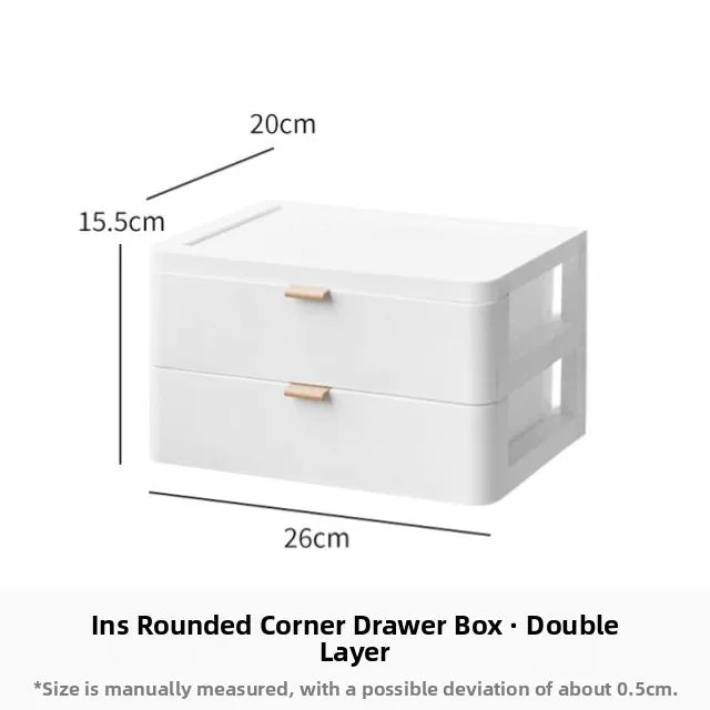 Desktop Multi-Layer Organizer Rack Three Drawers Desk Heightening Stand Office Monitor Notebook Storage Shelf Rectangular Den...