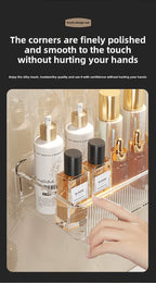 Wall mounted cosmetic and skincare storage rack for bathroom no need for drilling Multi functional kitchebathroom storage rackra