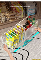 Plastic Expandable Spice Organizer Storage Bins with Dividers Clear Snack Storage Display Containers Tea Packet Storage Box