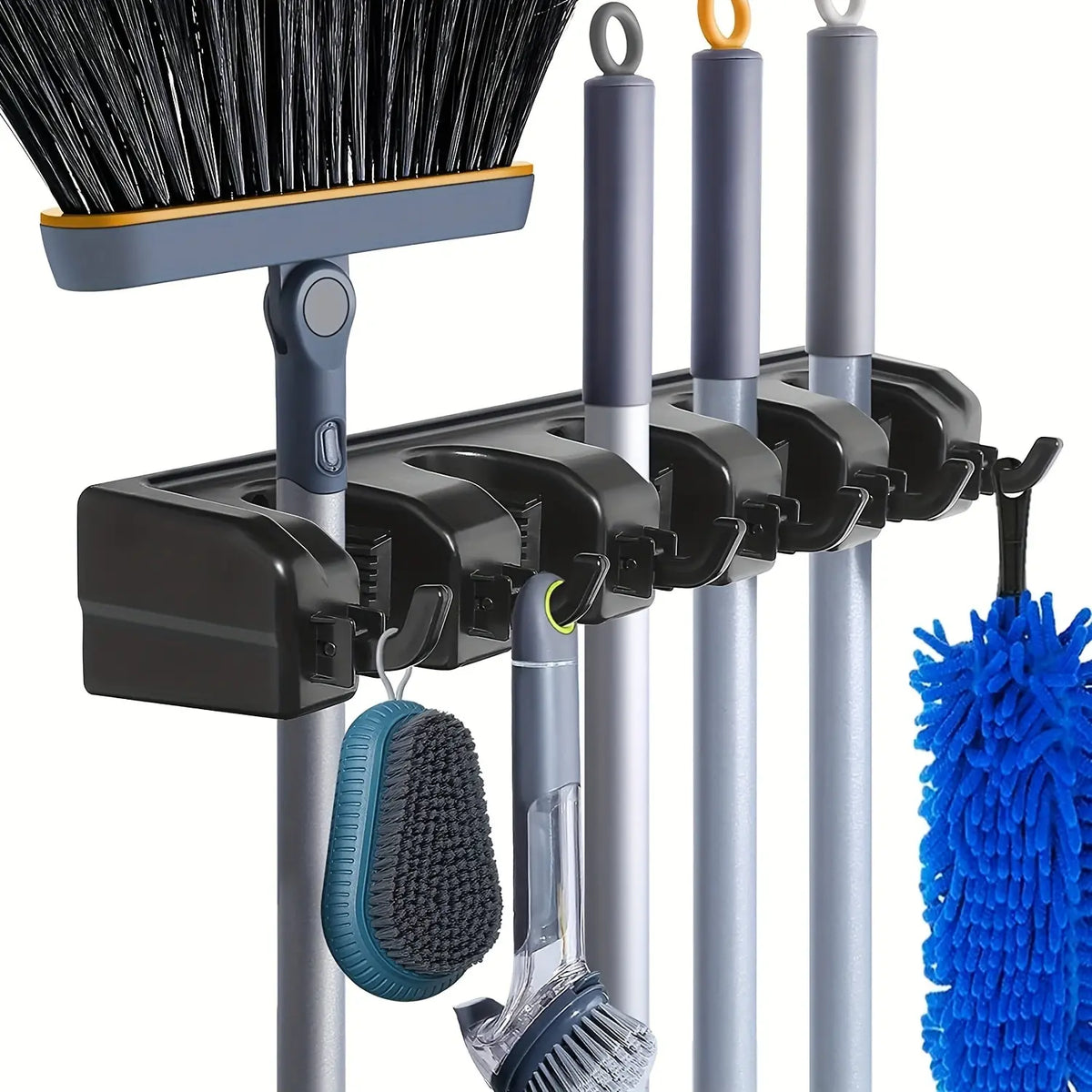 Wall-Mounted Mop & Broom Holder, 3 to 5 Slots