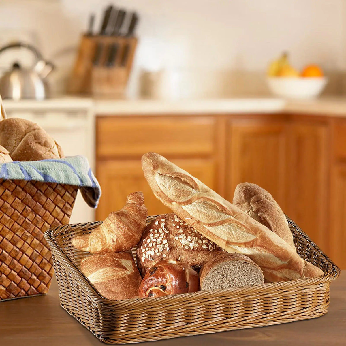 Hand-Woven Rattan Fruit & Bread Basket
