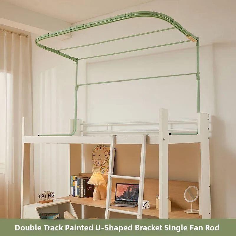 Double Sliding Track Bed Curtain And Mosquito Net Stand Strong Light Blocking Upper Bunk Bed Universal Track Student Dormitory