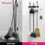 Wall-Mounted Mop & Broom Holder, 3 to 5 Slots