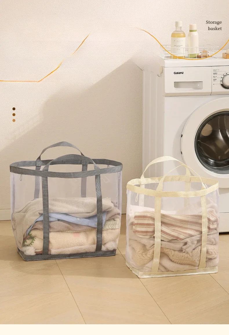 Portable Foldable Mesh Dirty Clothes Basket, Dormitory Household Laundry Storage for Socks Underwear