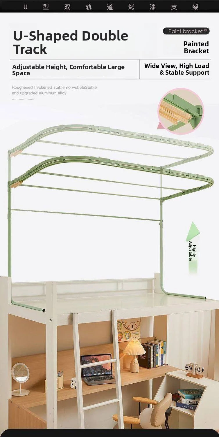 Double Sliding Track Bed Curtain And Mosquito Net Stand Strong Light Blocking Upper Bunk Bed Universal Track Student Dormitory