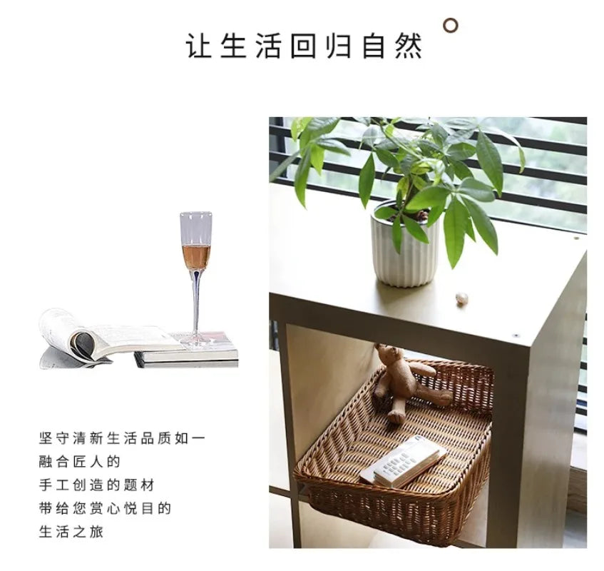 Rectangular Rattan Serving Tray Wicker Woven Basket Bathroom Tray Woven Bread Baskets With Handles Storage Basket For Parties