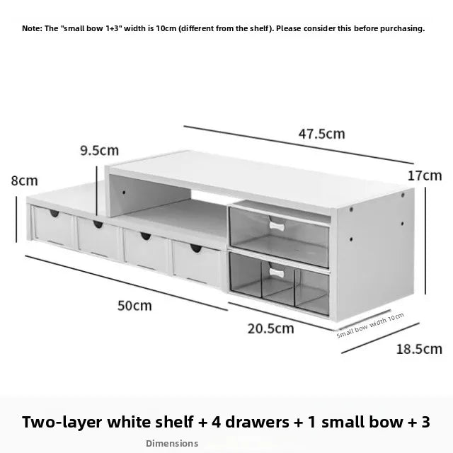 Desktop Multi-Layer Organizer Rack Three Drawers Desk Heightening Stand Office Monitor Notebook Storage Shelf Rectangular Den...