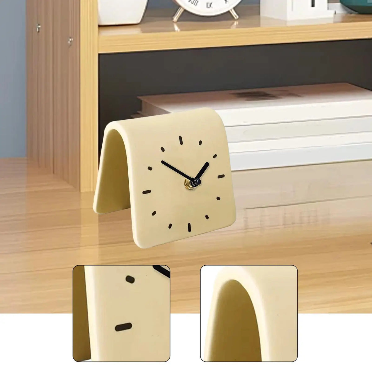 Desk Clock Modern Art Shelf Clock Decorative Silent Desktop Ornament for Desk Kids Room Office Countertop Housewarming Gift