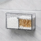 Clear Wall Mounted Bathroom Storage Box, Makeup Organizer, Clear Acrylic Organizers Storage, Cotton Swabs, Cotton Balls, Hair