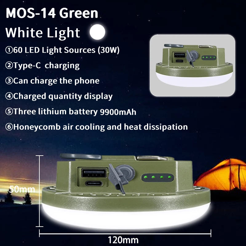 Rechargeable Camping Lantern, 9900mAh Magnetic LED
