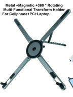 Portable Magnetic Phone Holder & Selfie Stick 3-in-1 Foldable Tripod Stand for iPhone iPad Tablet Laptop Desktop Use