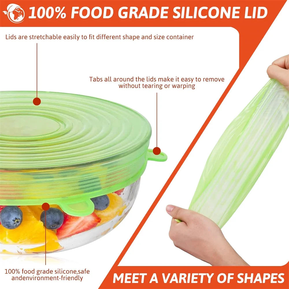 Silicone Stretch Food Lids, Set of 6