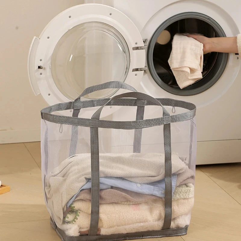 Portable Foldable Mesh Dirty Clothes Basket, Dormitory Household Laundry Storage for Socks Underwear