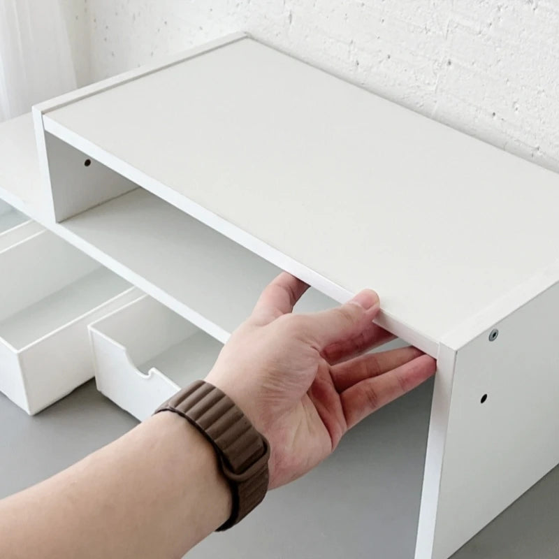 Desktop Multi-Layer Organizer Rack Three Drawers Desk Heightening Stand Office Monitor Notebook Storage Shelf Rectangular Den...