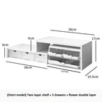 Desktop Multi-Layer Organizer Rack Three Drawers Desk Heightening Stand Office Monitor Notebook Storage Shelf Rectangular Den...