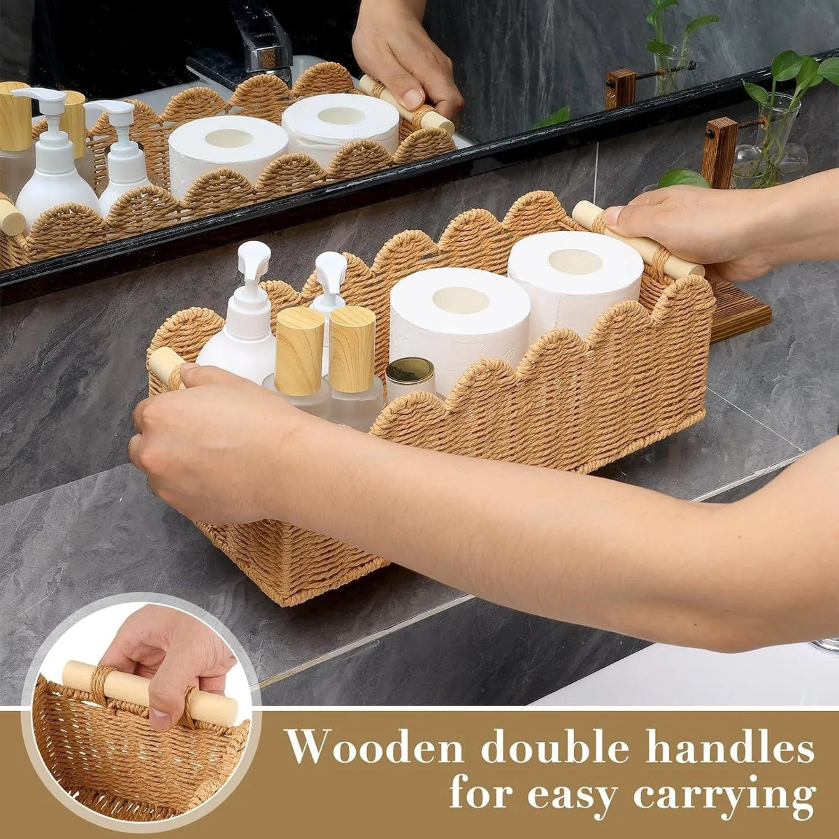 Handmade Woven Storage Basket, Plant Fiber